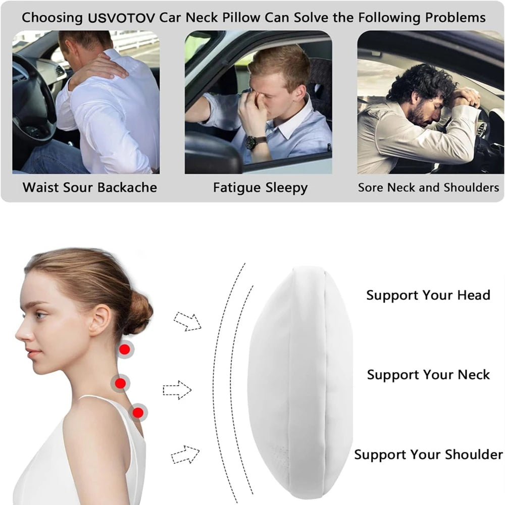 USVOTOV Uniquely Designed Headrest Pillow for Tesla Model 3 Y S X Neck Pillow Soft Car close-up view