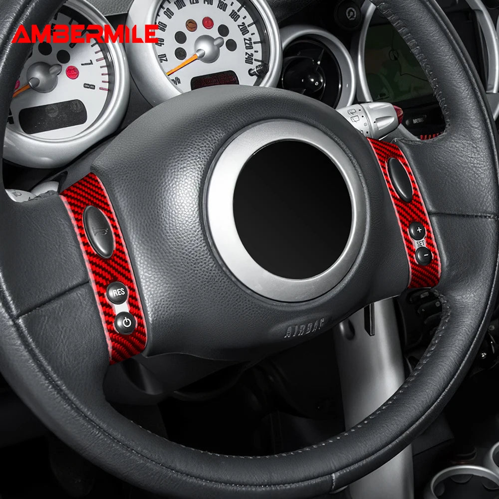 For Mini Cooper Hatch One R50 R53 2001-2006 Steering Wheel Button Sticker Strip Sof additional angle