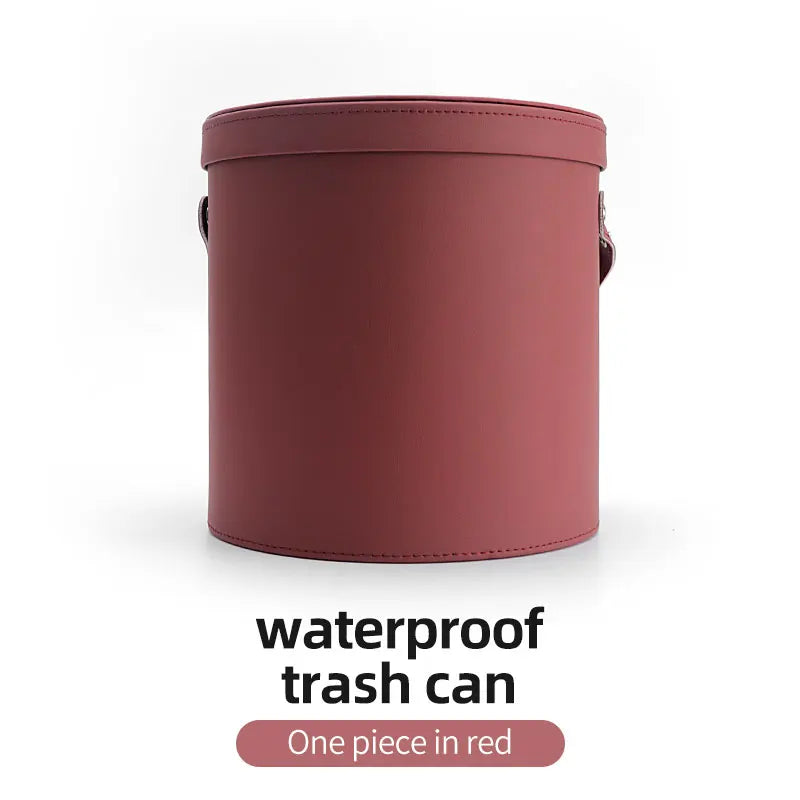 Car Trash Can Organizer Waterproof Round Garbage Storage Basket additional angle