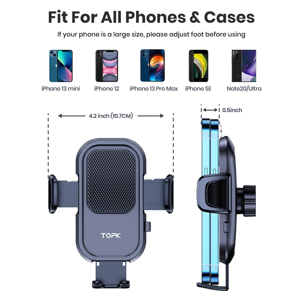 TOPK Universal Car Phone Holder 360° Rotation Cell Phone Mount for Air Vent & Dashb additional angle