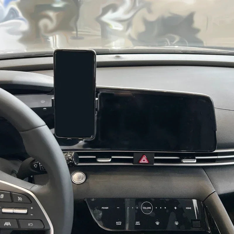 Car Phone Holder For Hyundai Elantra CN7 2023 2021-2024 Navigation Screen Fixed Bracket Wireless Charging Car Phone Mount Base