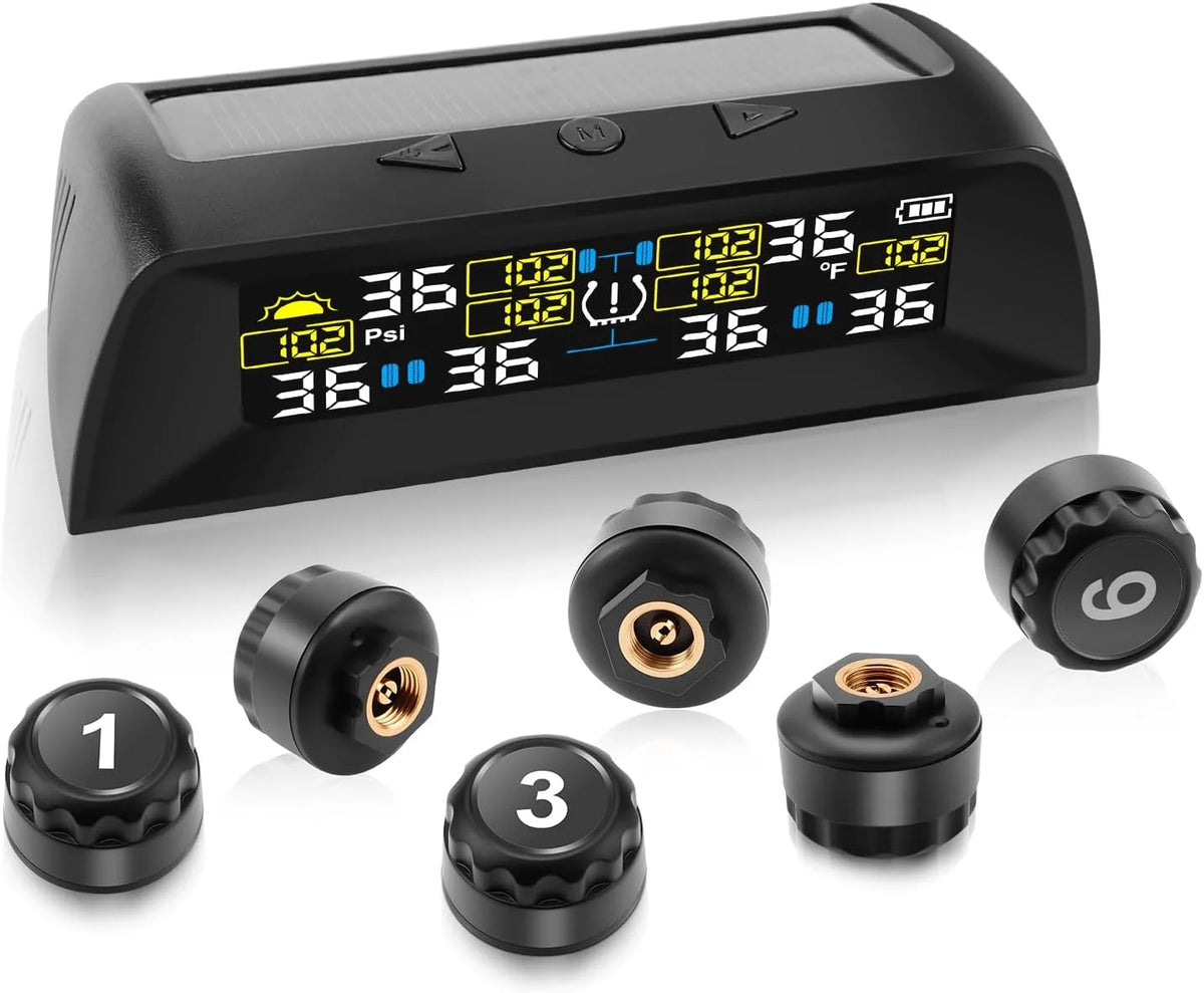 4/6 Sensors TPMS Tire Pressure Monitoring System | Solar Wireless Car Tire Pressure Monitor