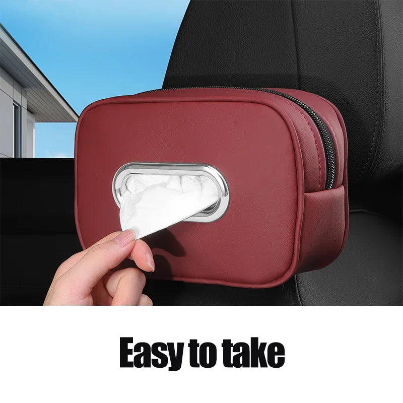 Car Tissue Box Holder Leather Sun Visor Mount Napkin Case