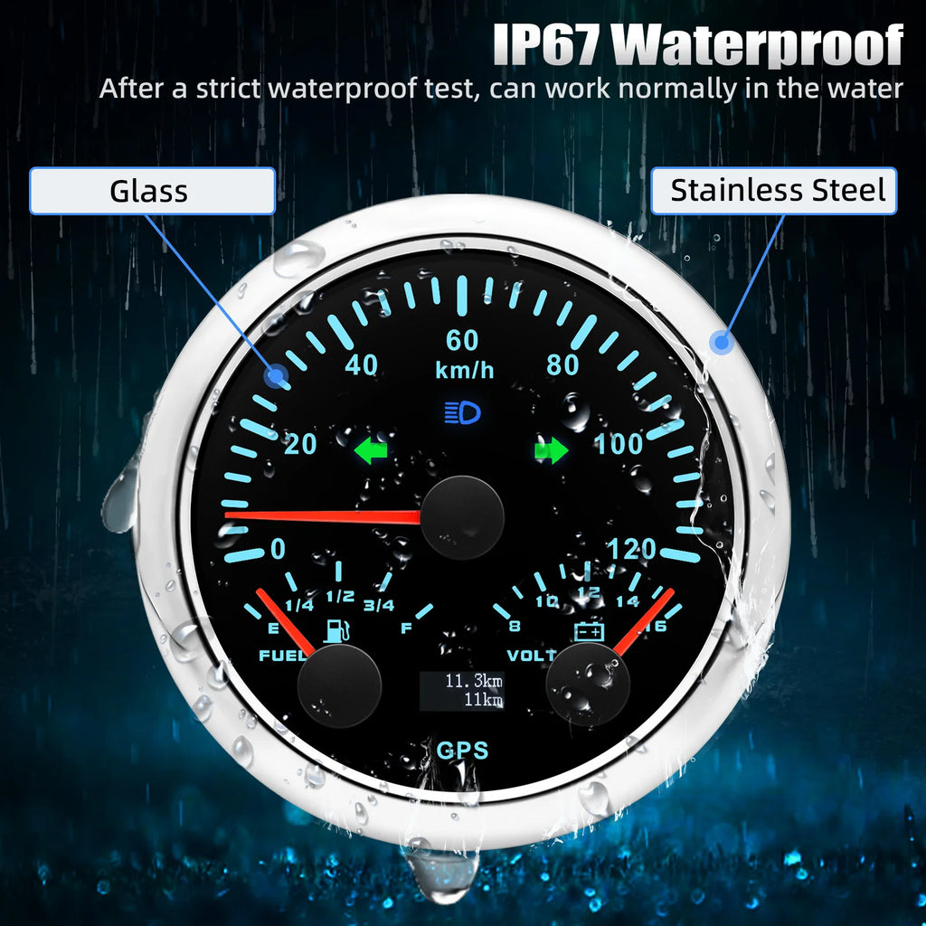 Custom 2 Gauges Set With Sensors Kit 85mm 3 IN 1 Gauge 120kmh 200km/H GPS Speedometer+Fuel+Volt RPM Water Temp Oil Press Meter
