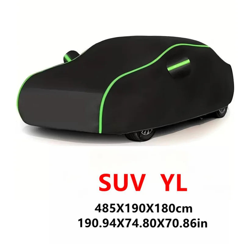 Universal Car Cover with Reflective Strip | Black Outdoor Dust and Snow Protection additional angle