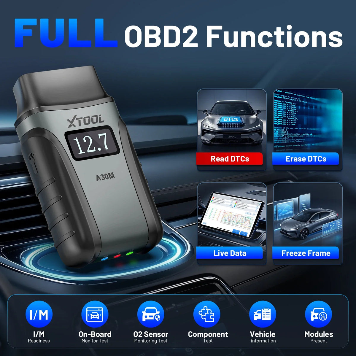 XTOOL Anyscan A30M V2.0 All System Car Diagnostic Tools Bluetooth OBD2 Scanner Acti additional angle