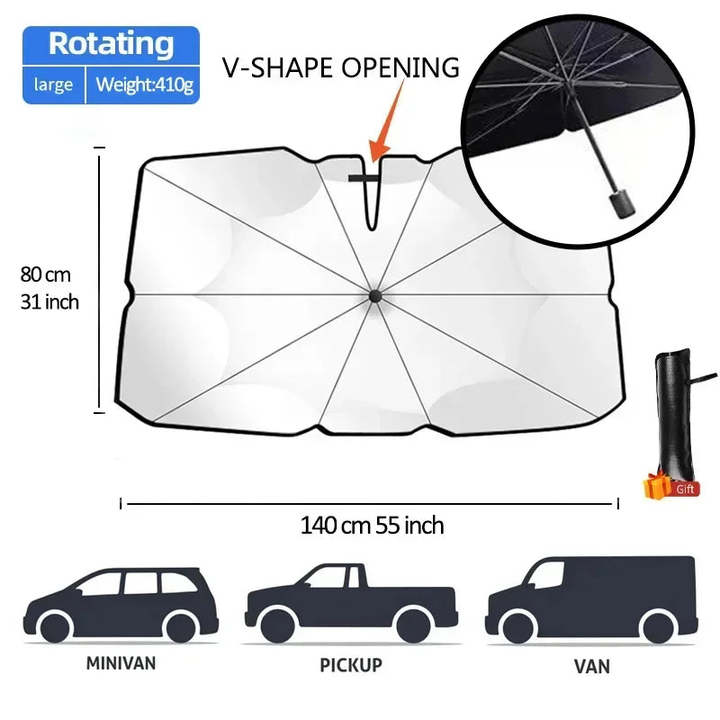 Car Sunshade Windshield Umbrella Front Sun Shade Parasol Foldable Summer Protection Car detail view