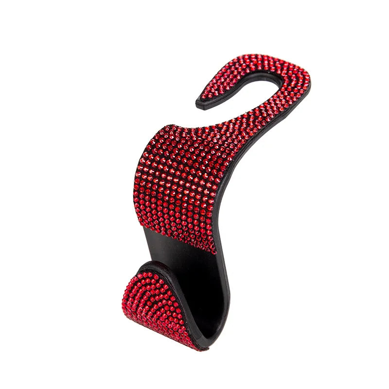 Rhinestone Decor Car Seat Back Hook Hanger Universal Bling Diamond Vehicle Auto Hea additional angle