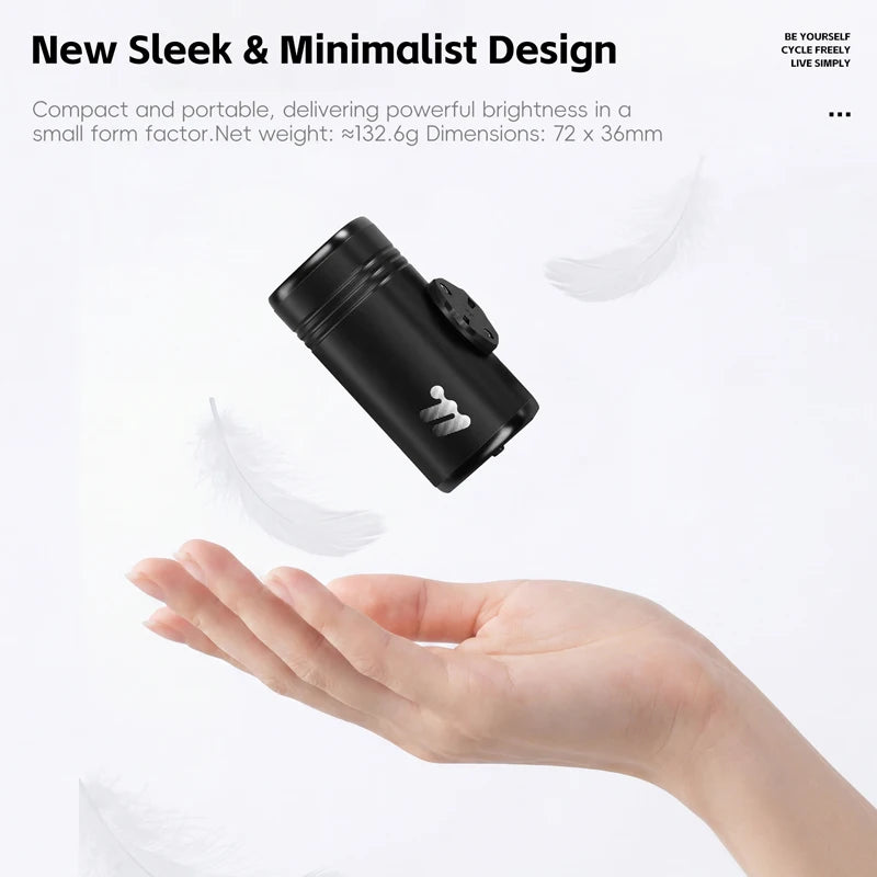 WEST BIKING 1300LM Bike Light USB Rechargeable Waterproof LED Mini Headlight Folding B close-up view