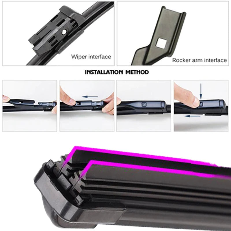 Car Windshield Wiper Blades | Universal Soft Double Layer Rubber Frameless Bracketles lifestyle view