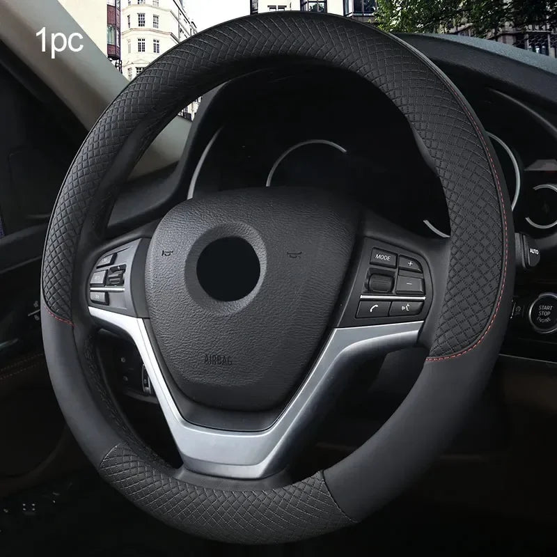 38cm Leather Steering Wheel Cover