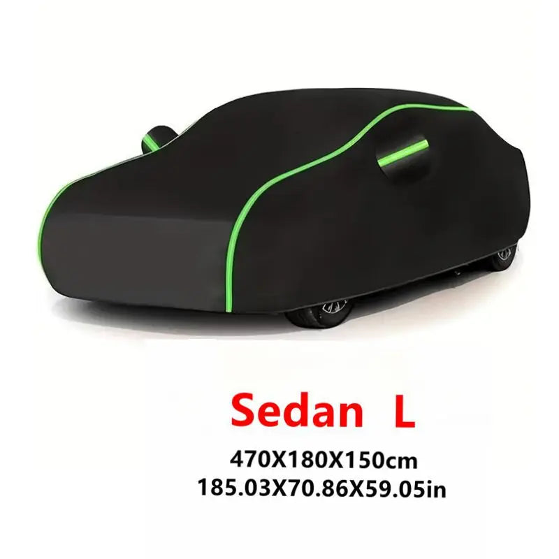 Universal Car Cover with Reflective Strip | Black Outdoor Dust and Snow Protection detail view