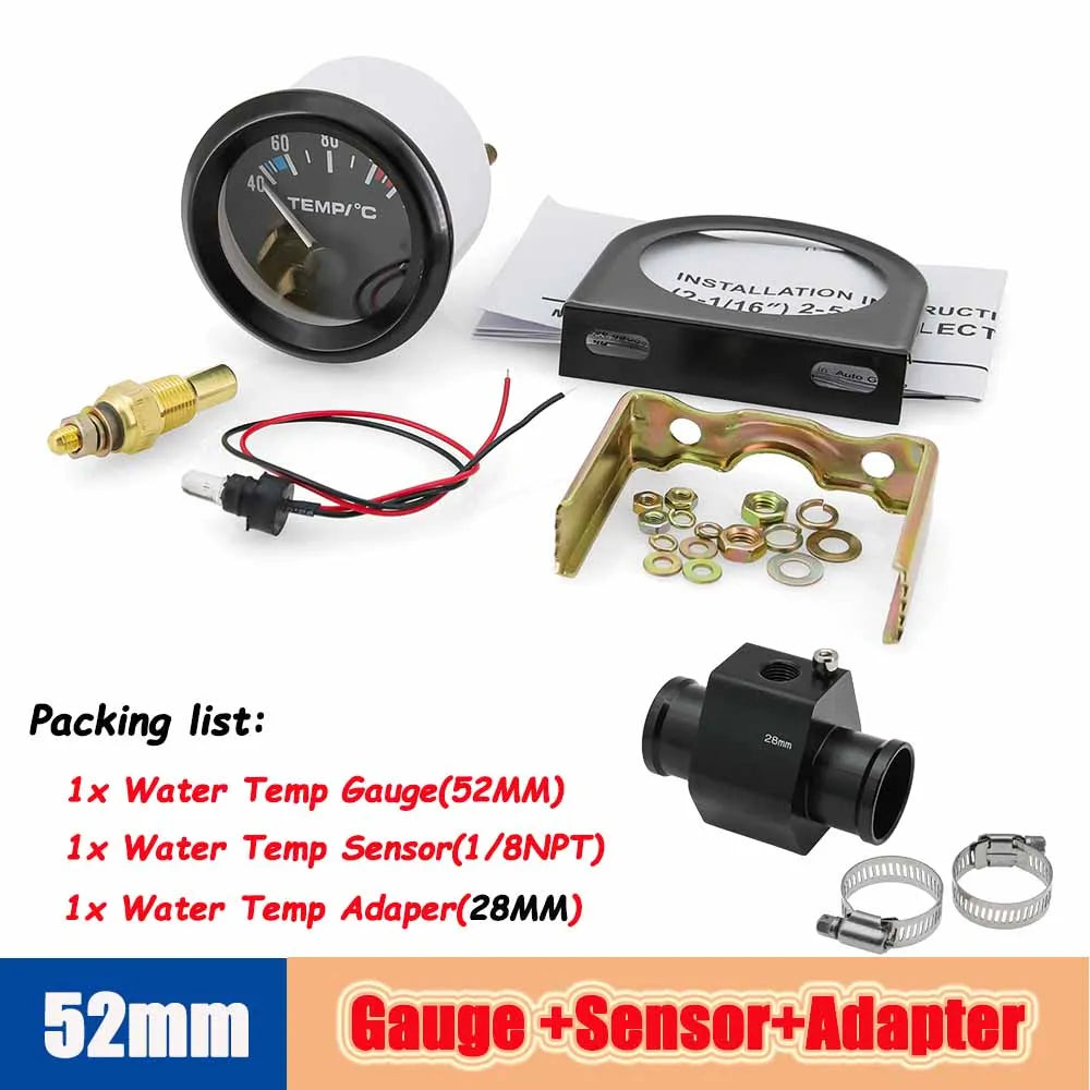 40-120 Celsius Car 52mm Water Temperature Gauge with Adaptor Joint Pipe | Racing 12V lifestyle view