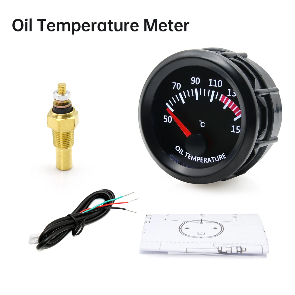 52mm Water Temp/Oil Temp/Voltmeter/Oil Press BAR PSI /Vacuum/Boost Gauge/Air Fuel Ratio/EGT Gauge With Sensor Fit for 12V Car