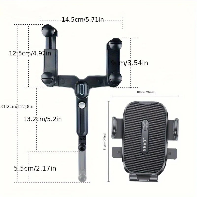 Lcars Mobile Phone Car Mount, In-Car Rearview Mirror Clip-On Navigation Recorder Suspension Bracket, Extendable and 360-Degree Adjustable for Phone Navigation and Entertainment Use
