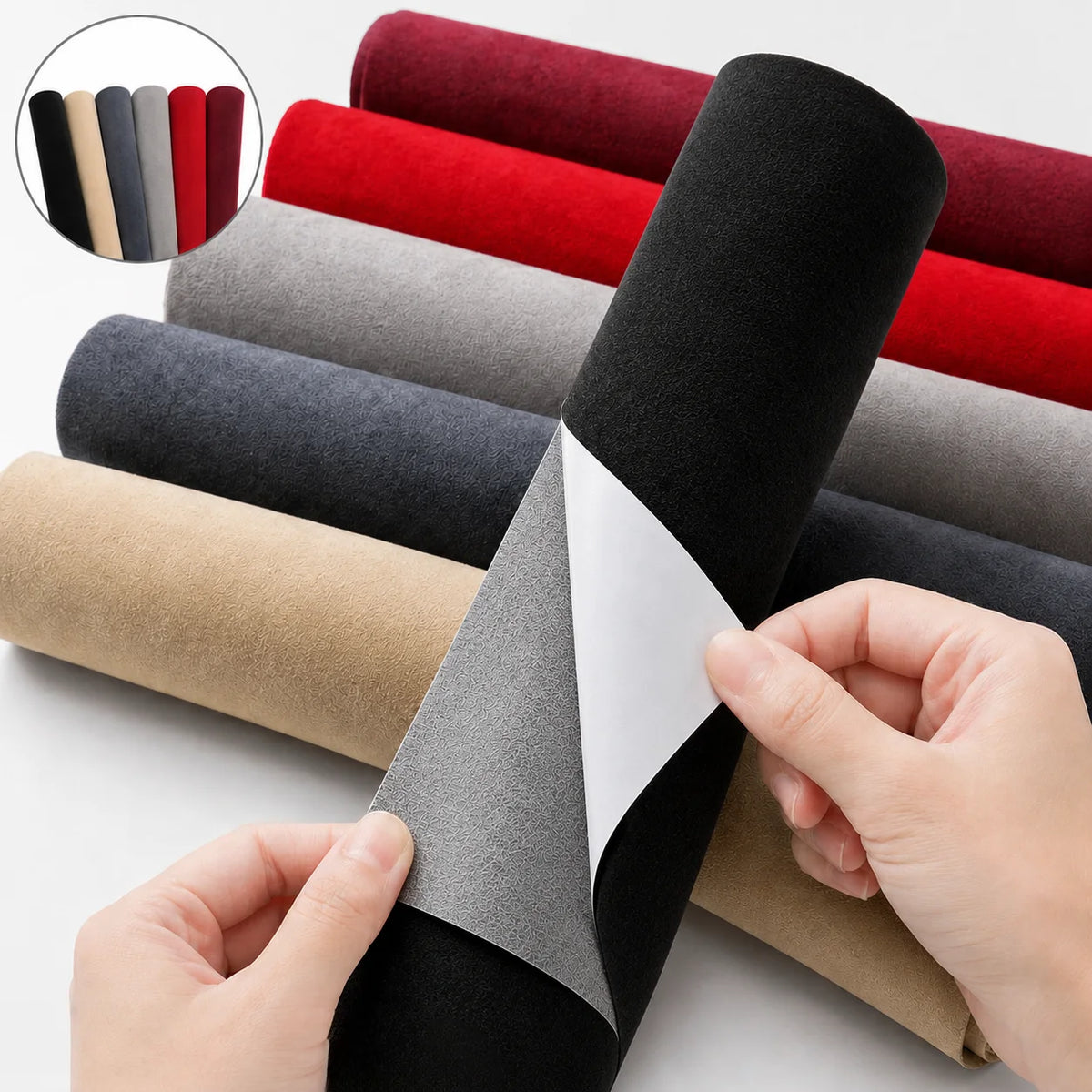 10-300cm Suede Self Adhesive Car Wrap Film Leather Velvet Elastic Patch Fabric Repair Fix Interior D