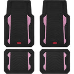 Heavy duty allweather car floor mats with dualtone pink aluminum inserts for universal fit in most SUVs sedans and vans featuri