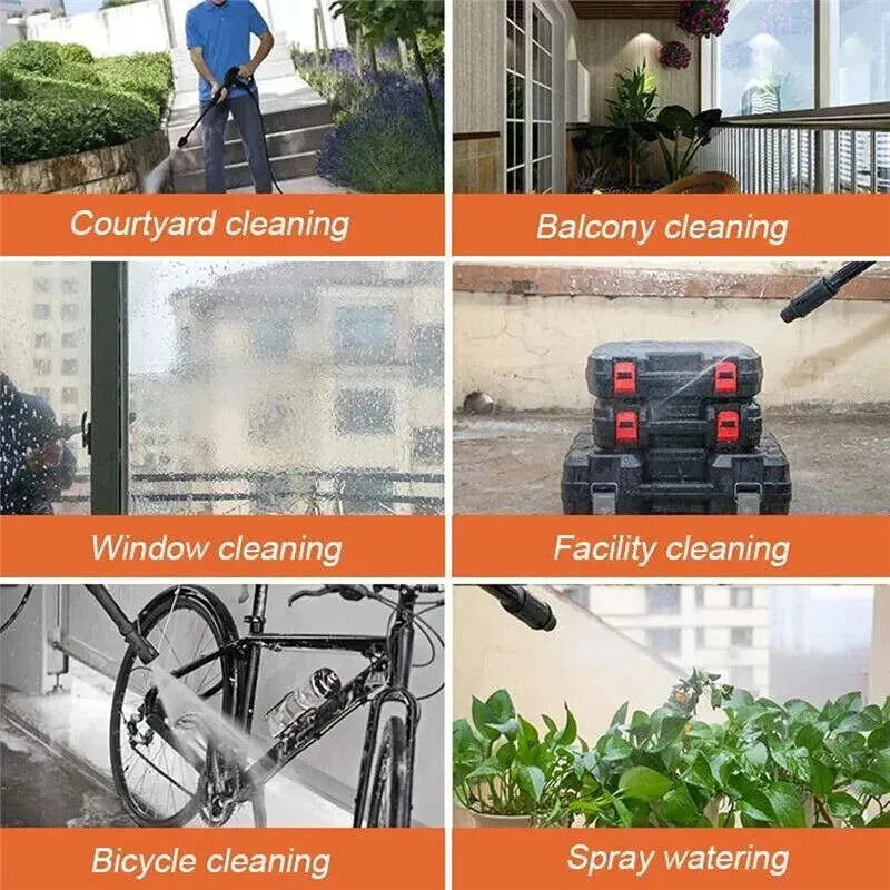 Portable Cordless Electric High Pressure Water Spray Gun Car Washer Cleaner Tool