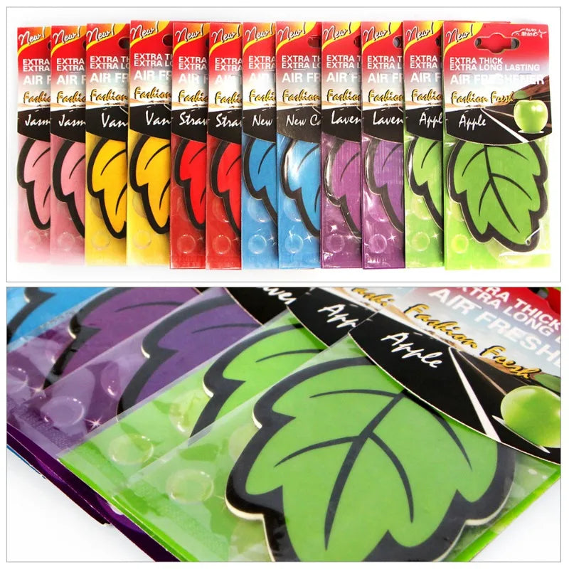 Car Air Freshener Natural Scented Tea Paper Auto Hanging Leaf Shape One-piece Car Decoration Perfume Tablets Freshener 48PCS