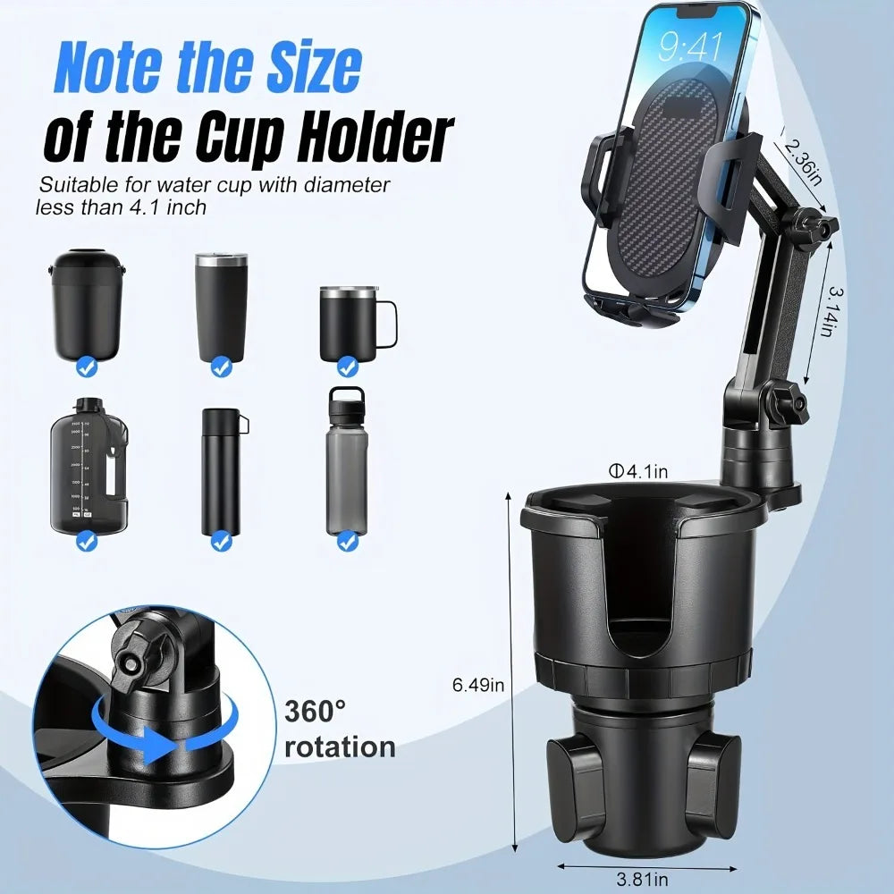 2-in-1 Car Cup Phone Mount with Adjustable Base 360-Degree Rotation Compatible with A alternate view