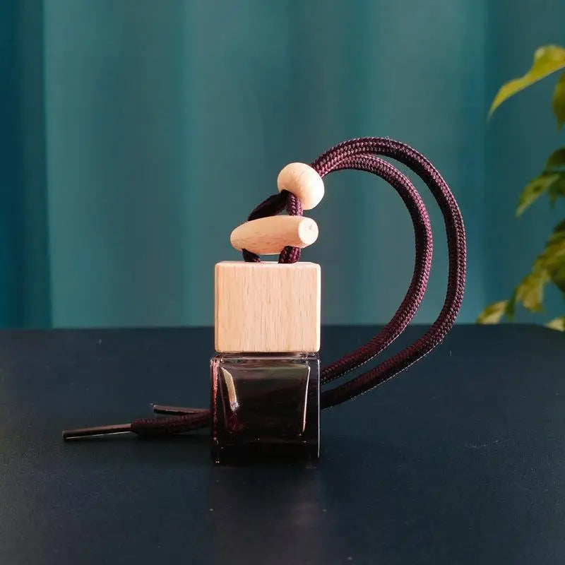 Square Glass Car Perfume Bottle Pendant | Empty Essential Oil Diffuser detail view