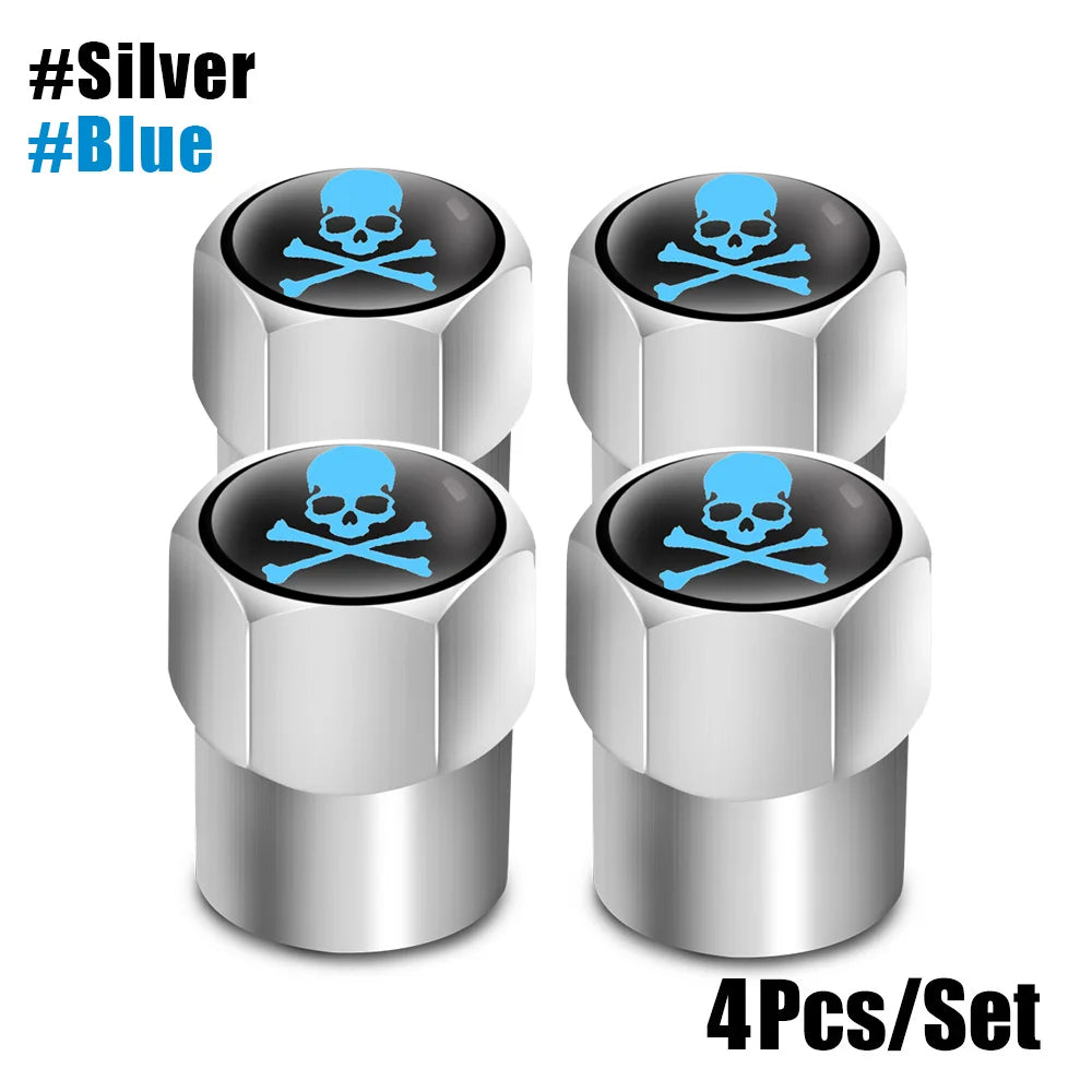 Red Skull Valve Stem Caps | 4-Pack Aluminum Alloy Tire Valve Covers for Cars, Truck additional angle