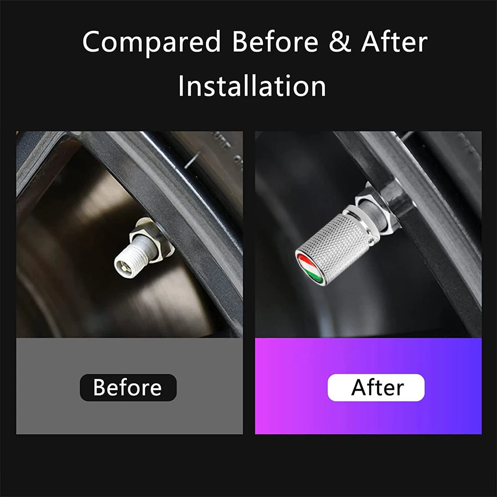 4Pcs Italy National Flag Car Valve Stem Caps | Universal Tire Valve Stem Caps for C additional angle