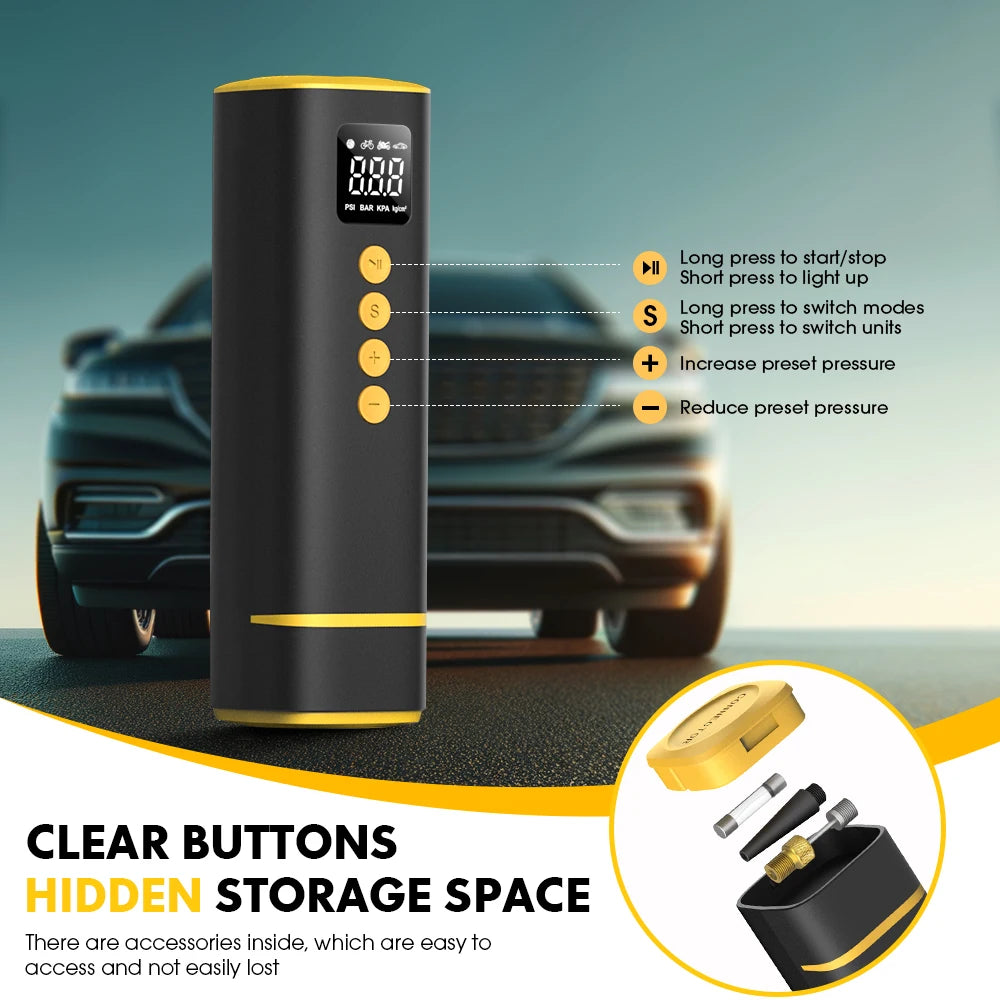 CARSUN 12V 150PSI Portable Car Tire Air Pump | Wired Inflator with Extended Cord lifestyle view