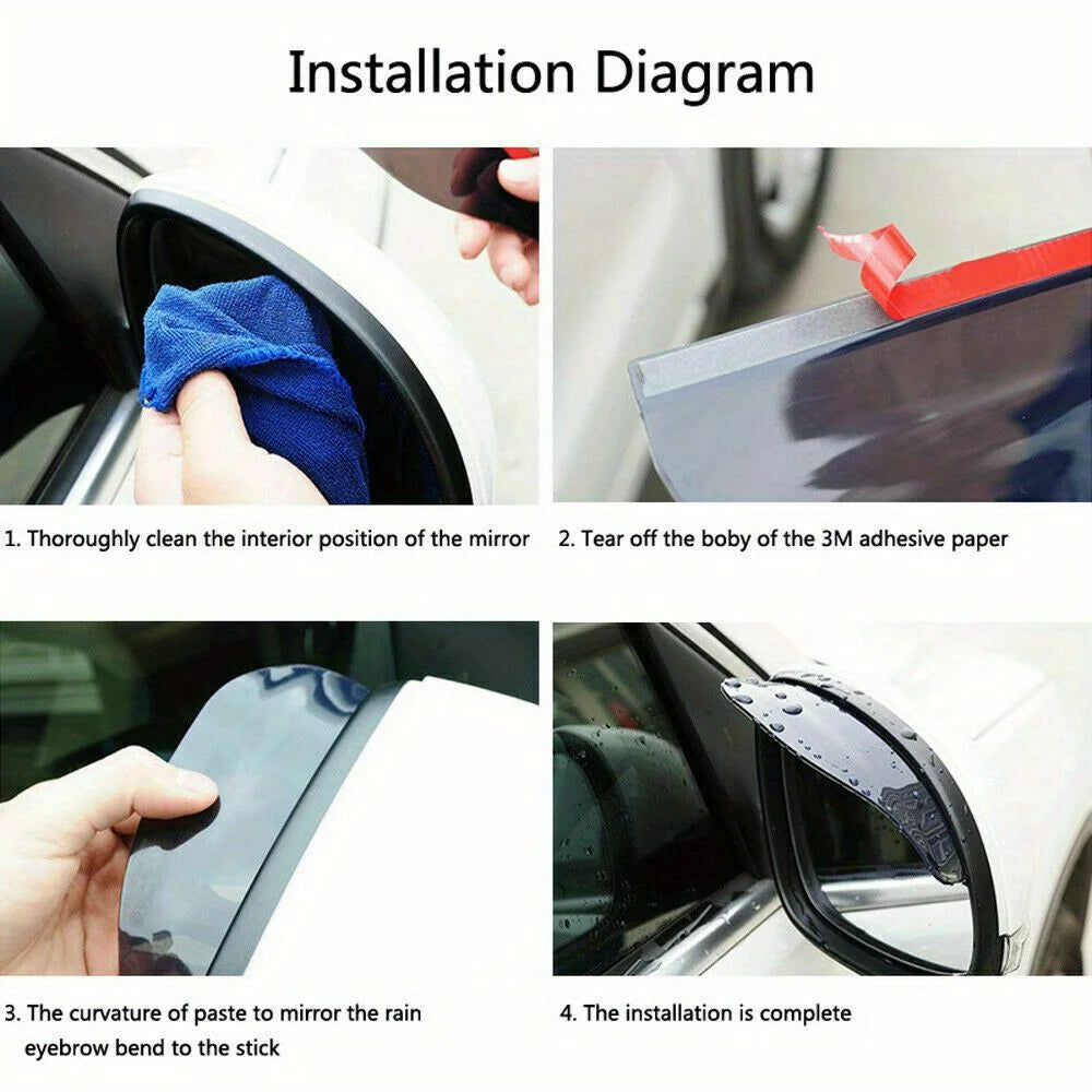 2Pcs Rear View Side Mirror Rain Board Eyebrow Guard Sun Visor Car Accessories