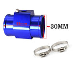 Blue and Black Aluminum Water Temp Gauge Adapter | 26-40mm Radiator Hose Sensor Pipe lifestyle view