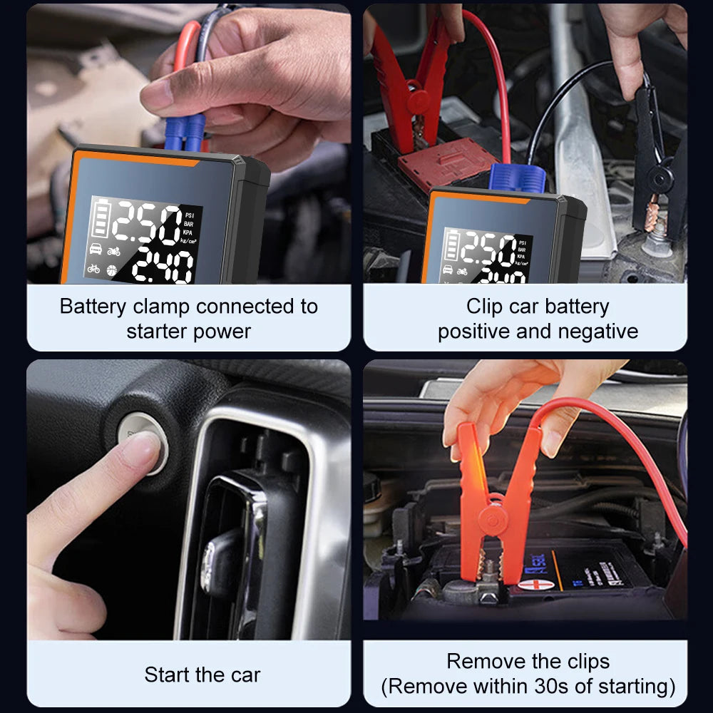 Portable Tire Inflator 12V Car Jump Starter 4 In 1
