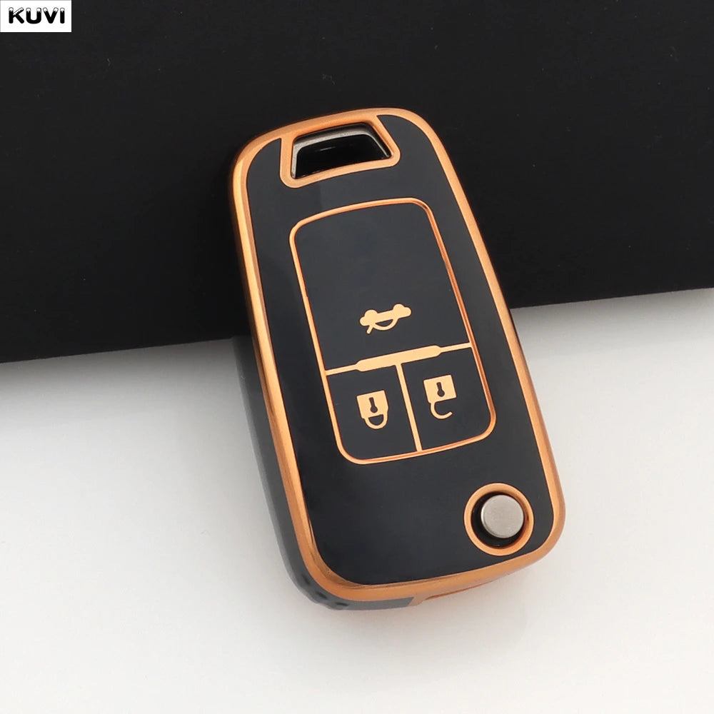 TPU Car Flip Key Case Cover Shell For Chevrolet Cruze Aveo Trax Sail Malibu Captiva Op close-up view