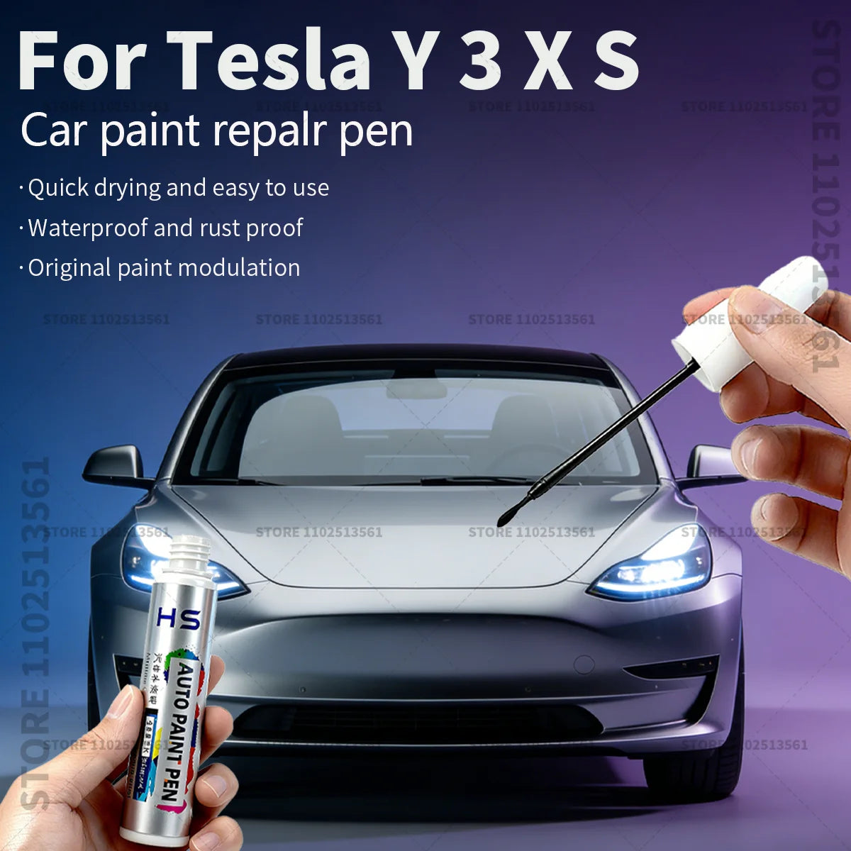 Tesla Model 3 Y X S Scratch Repair Paint Pen | Pearl White & Deepsea Blue Touch Up