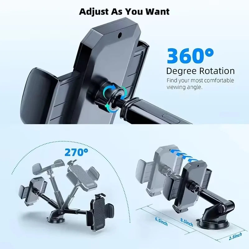 Car Phone Holder with Suction Cup, 360° Adjustable additional angle