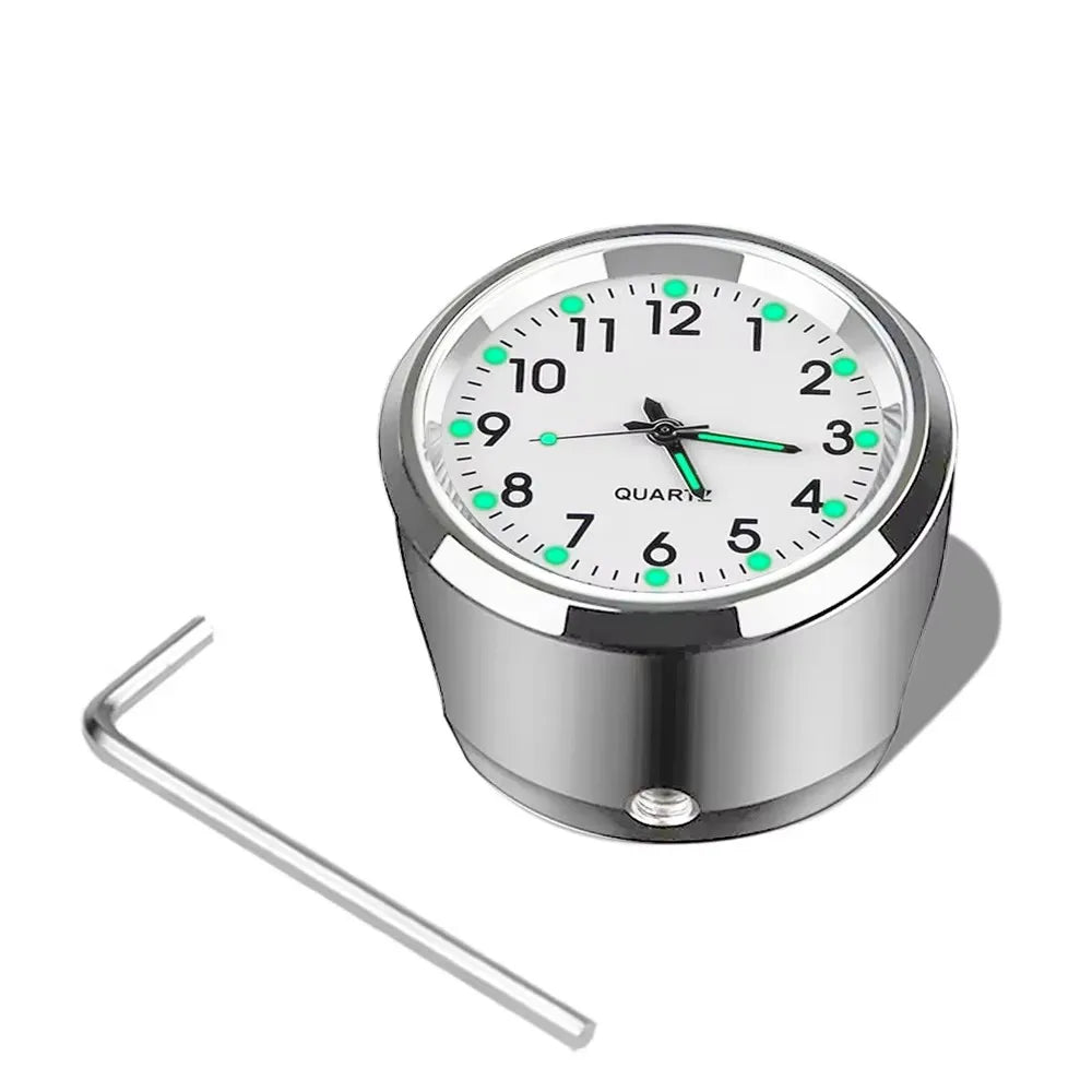 Motorcycle Handlebar Clock | Aluminum Refit Night Vision Waterproof Quartz Watch close-up view