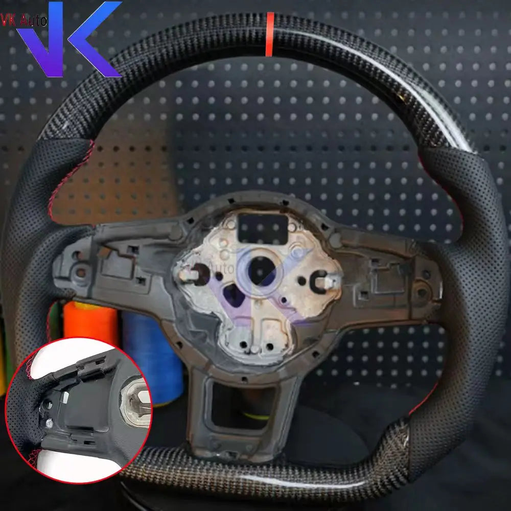 Carbon Fiber Customized Steering Wheel leather Alcantara For Tiguan Passat VW Golf MK7 7.5 GTI GTD GTE 2013-2020 GTI