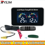 AD Car LCD Water Temperature Meter Voltmeter Gauge 2in1 | 12V 24V Dual Display Temp Voltage Monitor