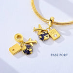 925 Sterling Silver Gold Plated Charms Bead Plane Bow Cross Cat Dangle Fit Original B alternate view