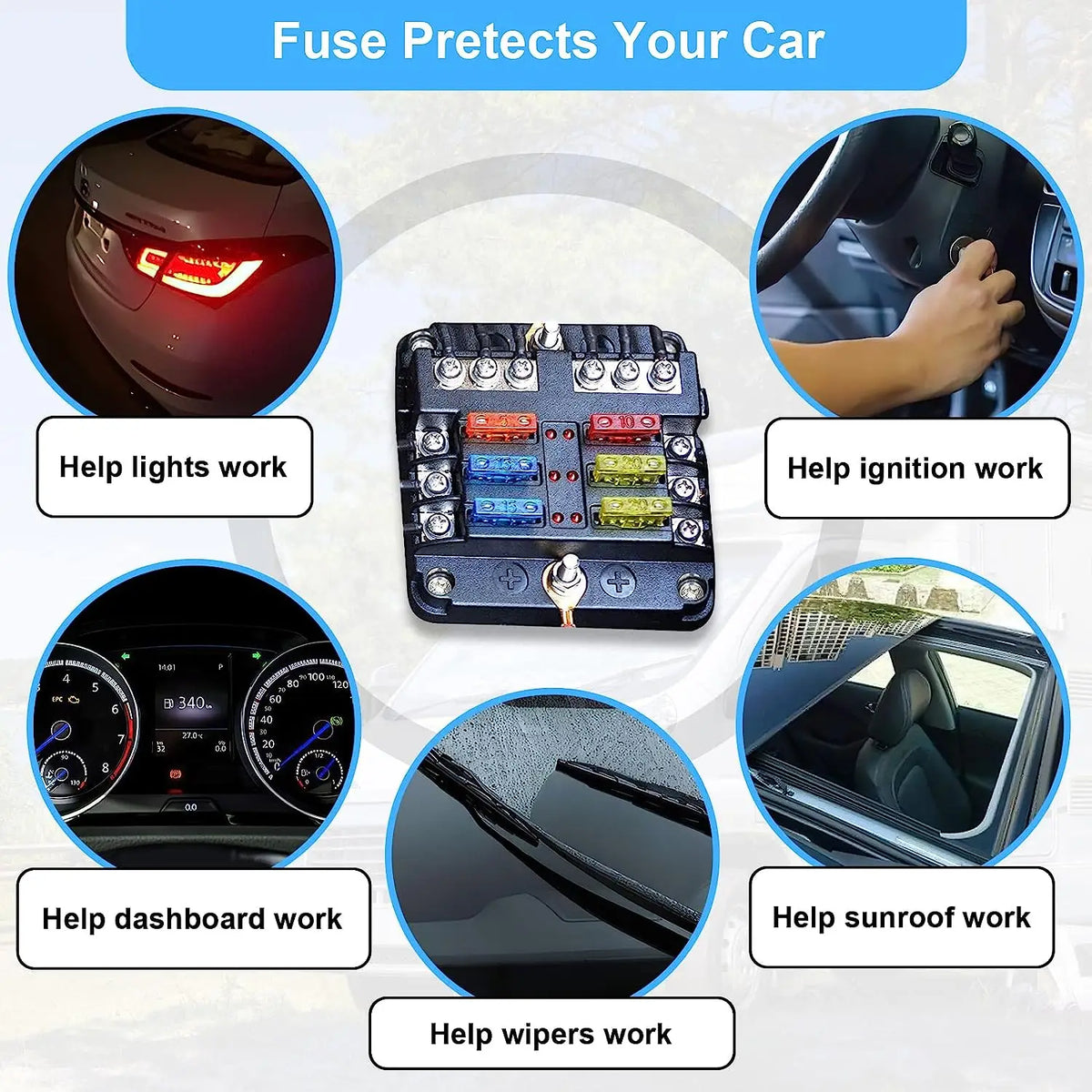 180Pcs Car Fuses Assorted Kit, 60 Mini Blade Car Fuse +60 Standard Fuse Automotive +60 close-up view