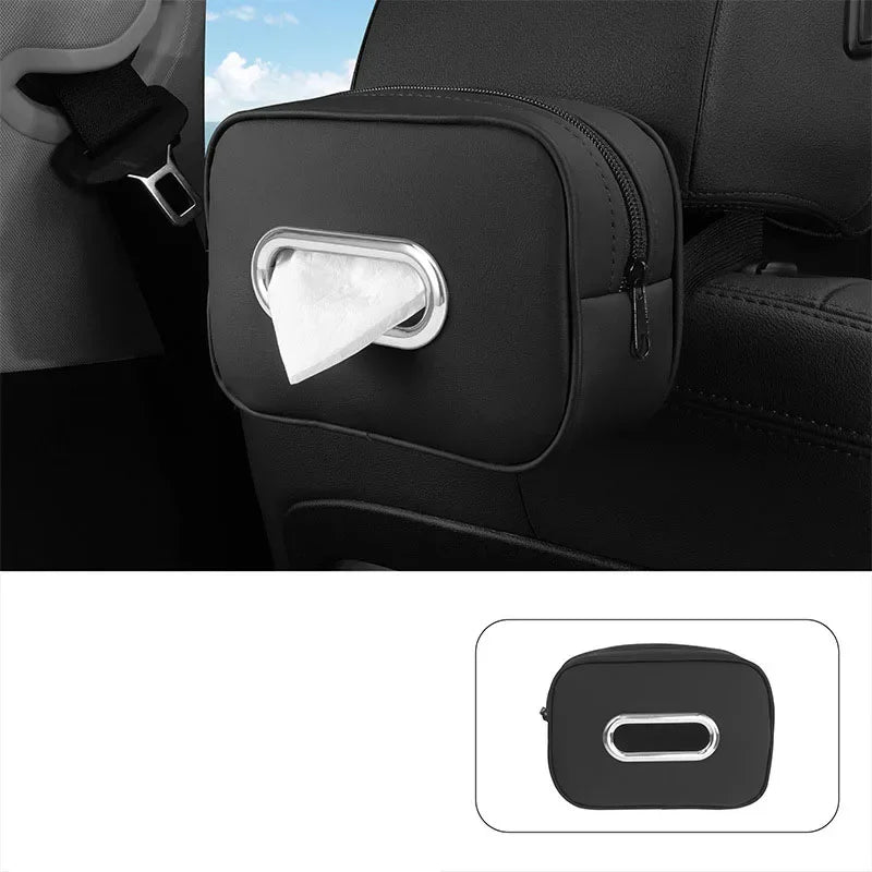 Car Tissue Box Holder with Fix Strap for Console, Armrest, Visor and Backseat