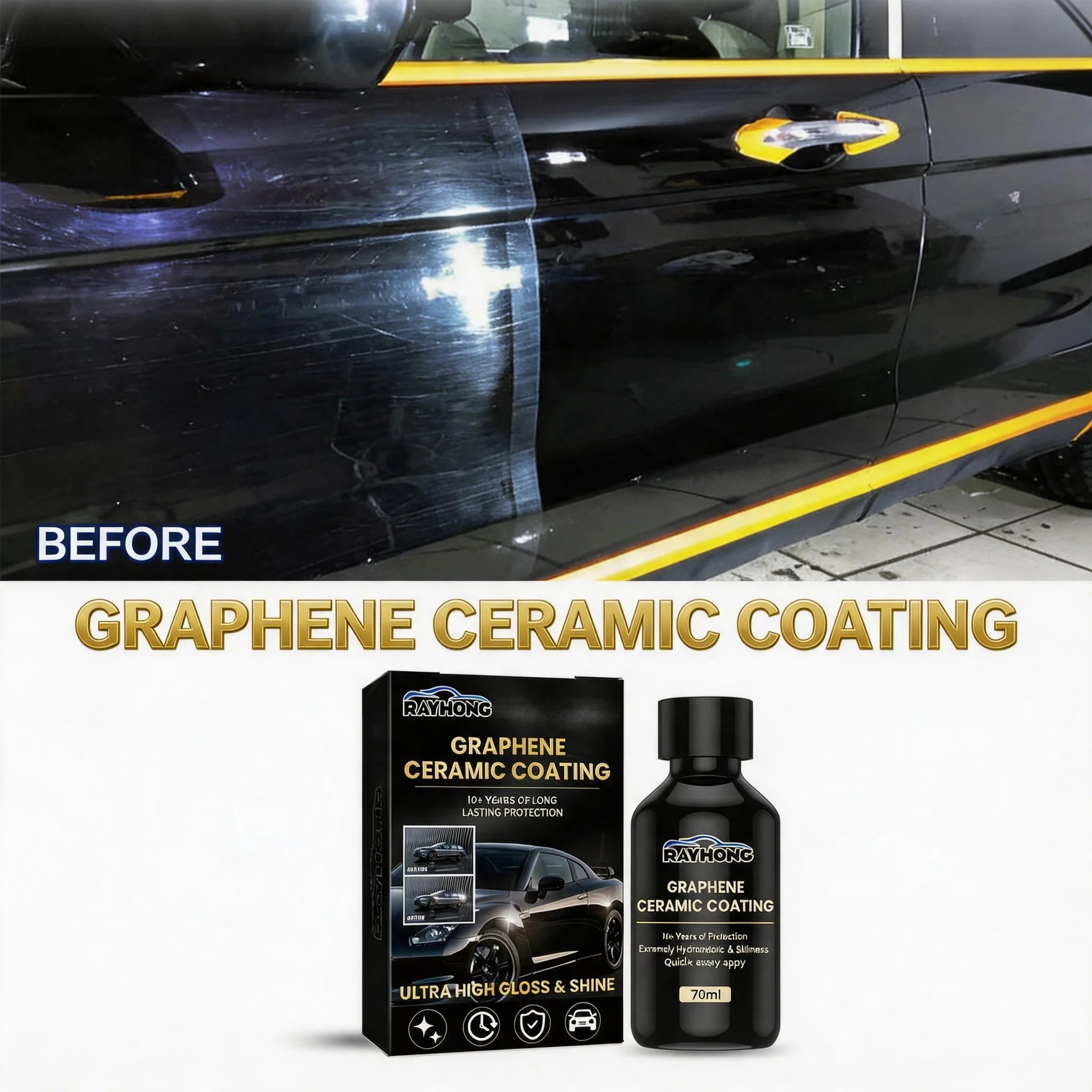1-5PCS Nano Ceramic Graphene Coating 70ML Super Hydrophobic UV Glow Paint Protection Liquid Advanced