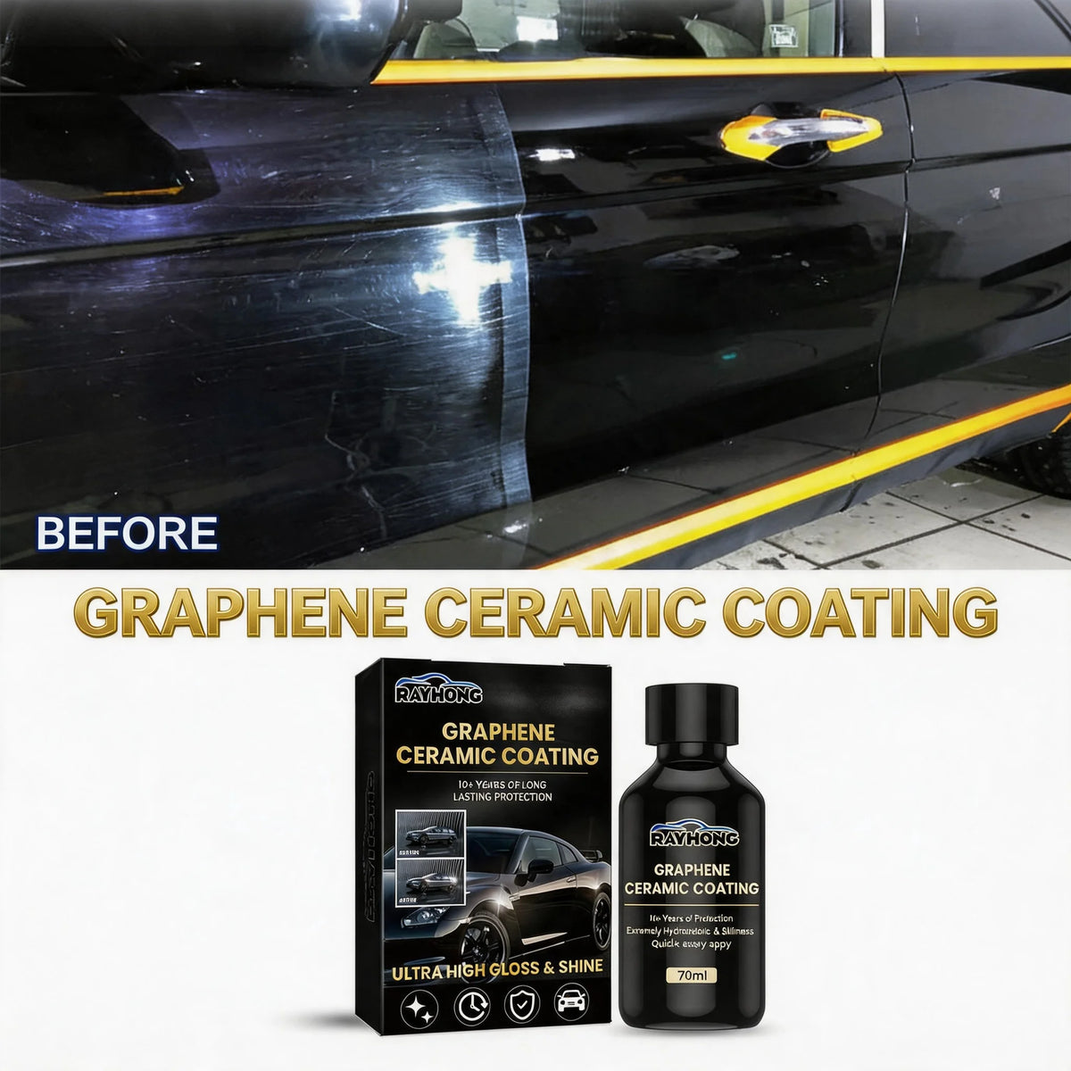 1-5PCS Nano Ceramic Graphene Coating 70ML Super Hydrophobic UV Glow Paint Protection Liquid Advanced