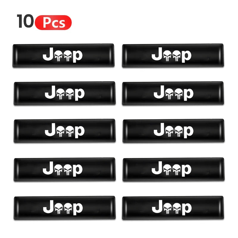 3D Car Emblem Stickers for Jeep Wrangler, Grand Cherokee, Compass | Black Epoxy Decal Se detail view