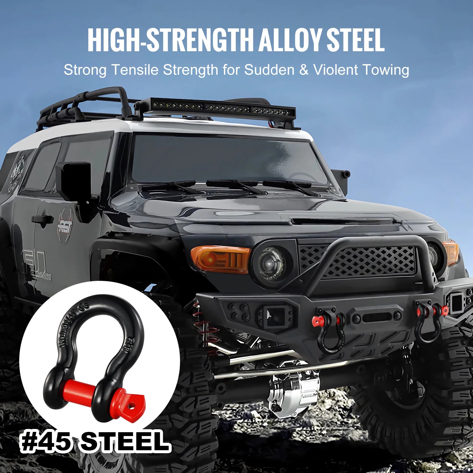SucceBuy 4pcs 5/8" D-Ring Shackle 8T 13T Breaking Strength Tow Hook with 3/4" Screw Pin for Truck Off Road Towing Accessories