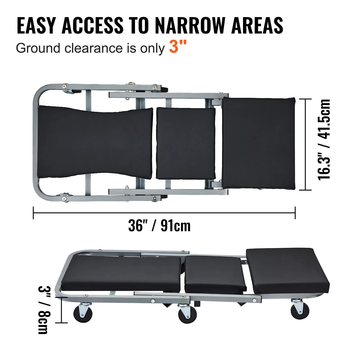 SucceBuy Z-Creeper Seat 2 in 1 Rolling Folding Car Creeper/Stool Low Profile  with 6 pcs Wheels for Garage Shop Auto Repair
