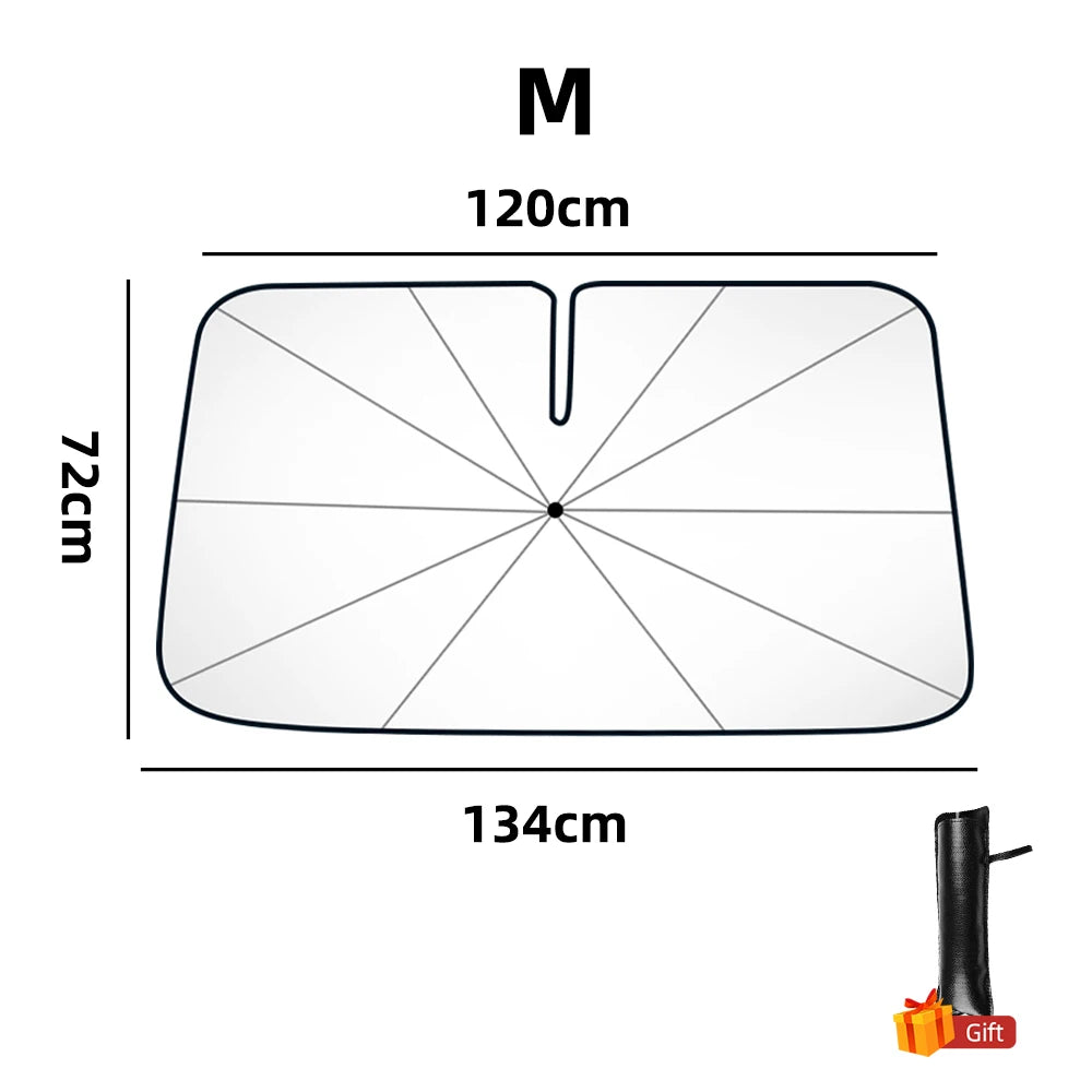 Car Windshield Sunshade Umbrella with 360° Rotation Handle