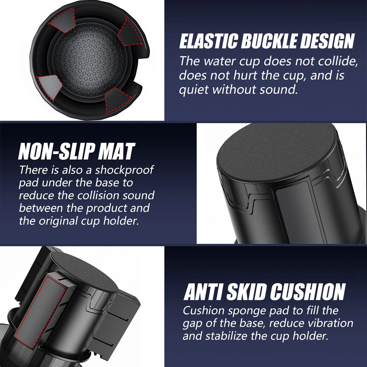 Car Cup Holder Expander Adjustable Base Anti-Slip