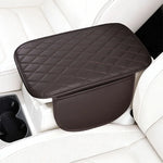 PU Leather Diamond Grid Car Armrest Pad, Center Console Protection, Dual Pocket Storag close-up view