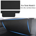 Carbon Fiber Glove Box Cover for Tesla Model 3 2017-2023 | Leather Anti-Kick Protection Sticker