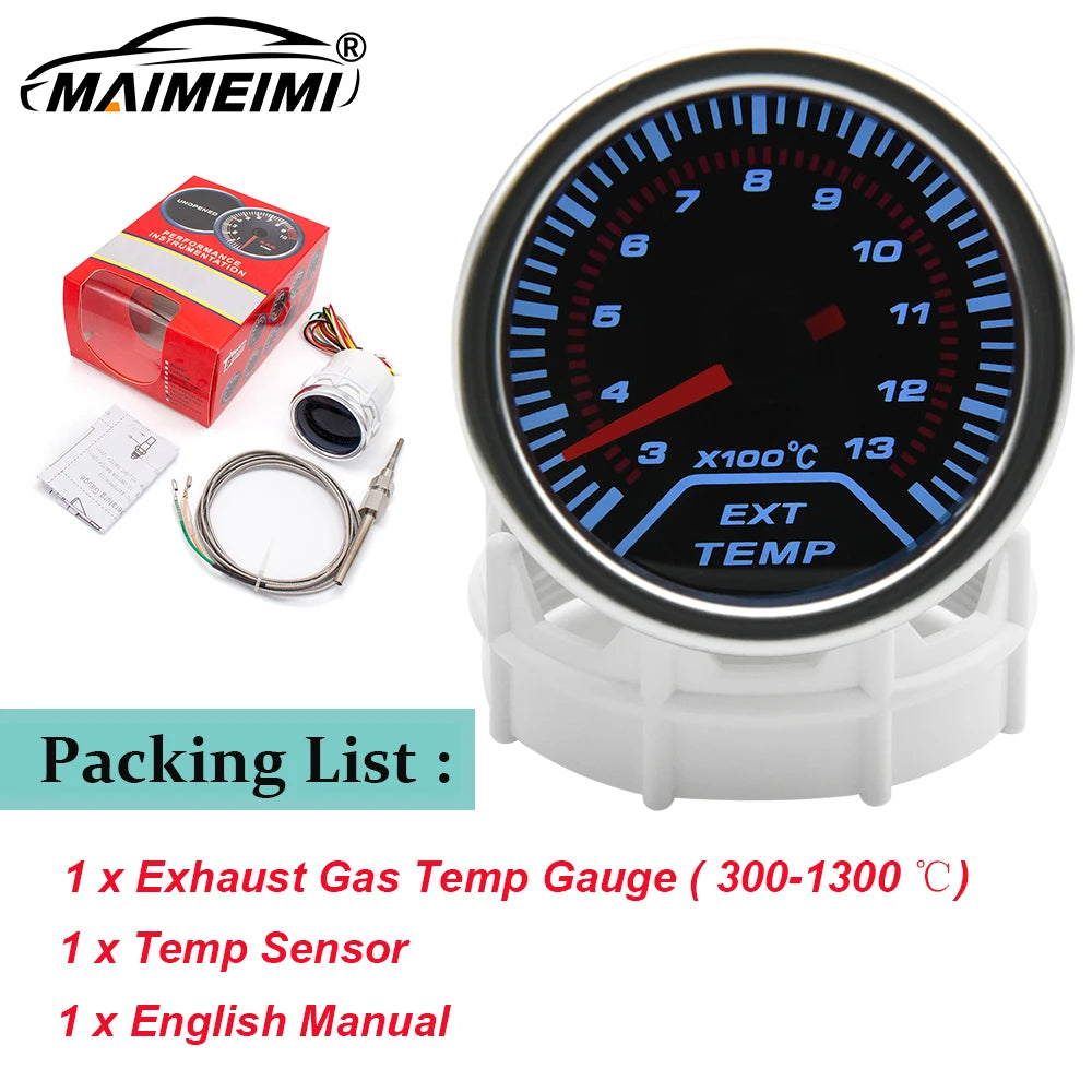 52mm Analog Gauge Set | White LED Car Gauges with Holder alternate view